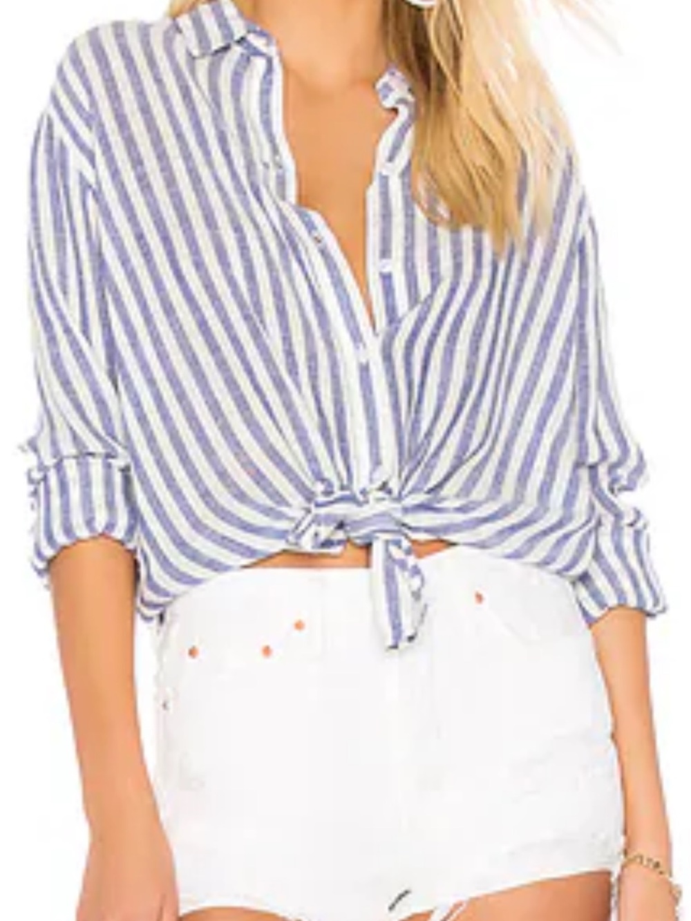 Rails Sydney Boracay Stripe Linen Blend Button-Down Shirt - Large